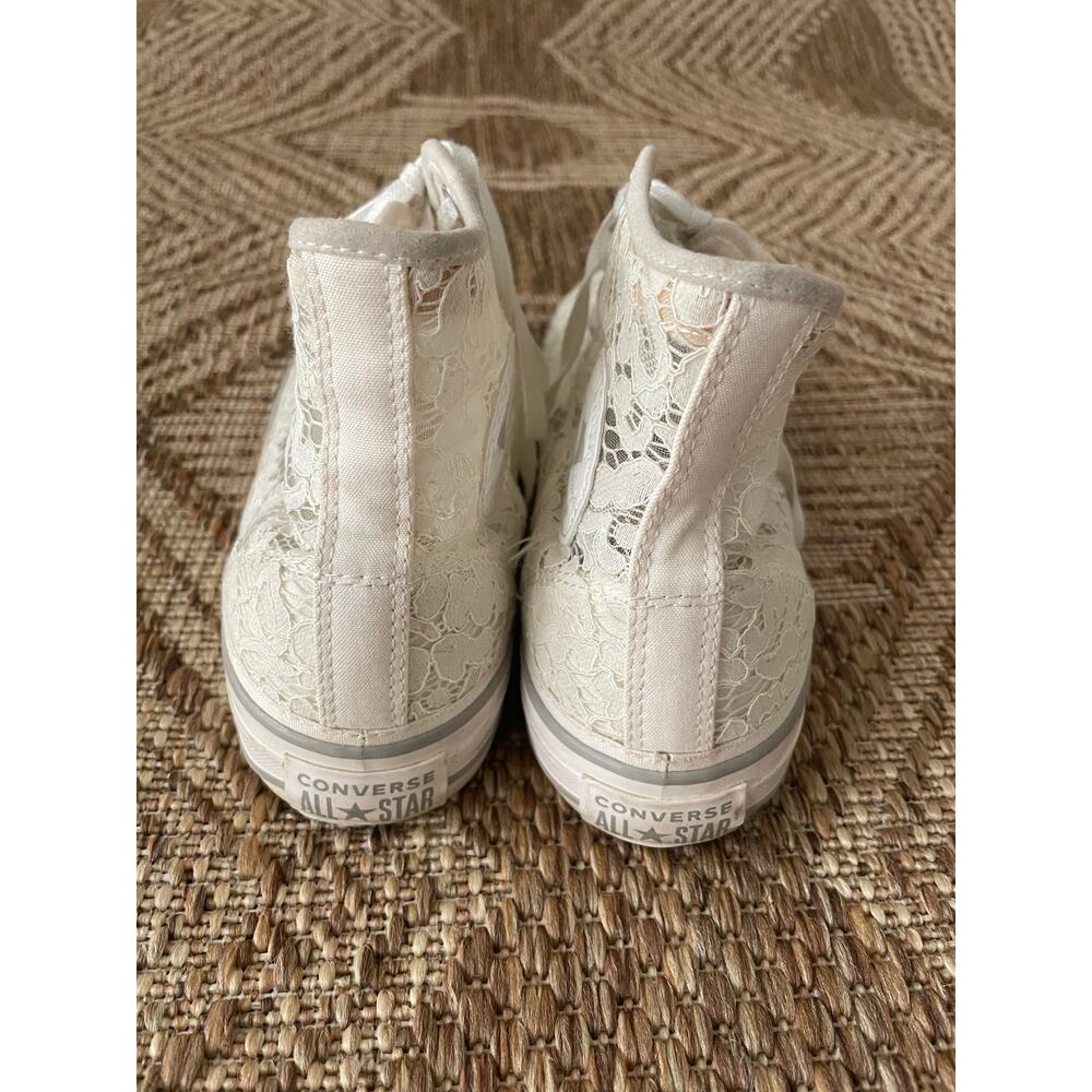 Converse Pre-loved White Lace High tops SZ 9.5 - Picture 3 of 11